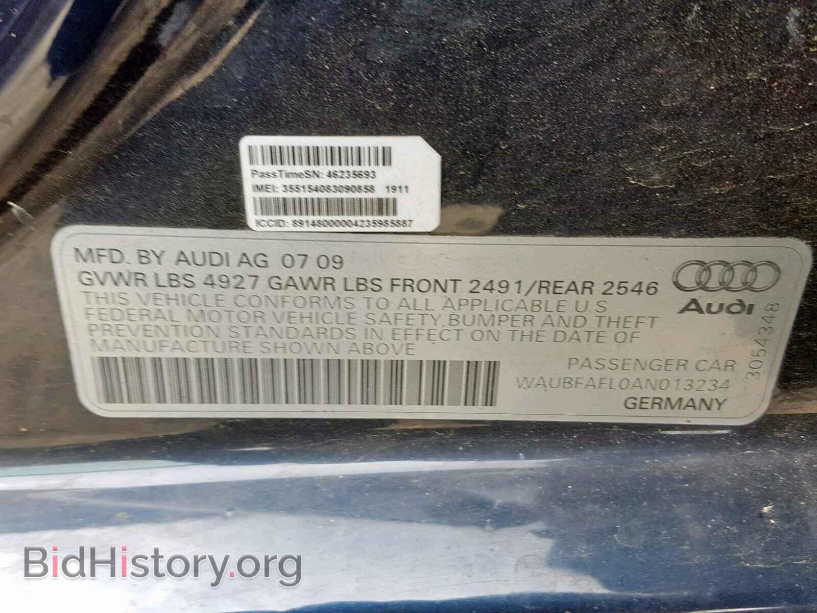 2010 AUDI A4 - VIN: WAUBFAFL0AN013234 - Фото 10