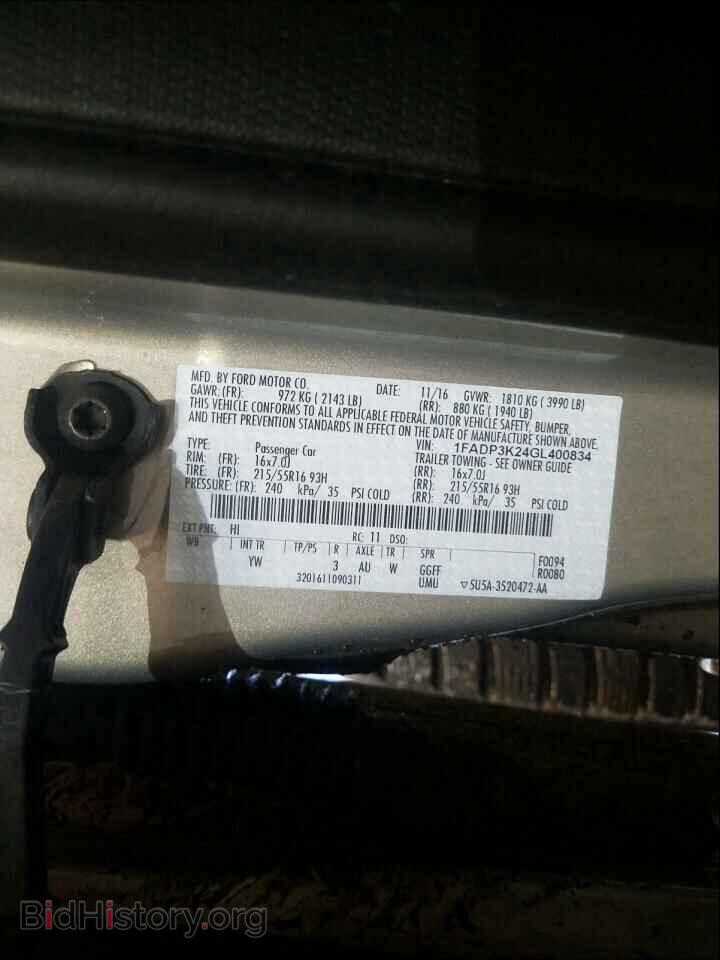 2016 FORD FOCUS - VIN: 1FADP3K24GL400834 - Photo 10
