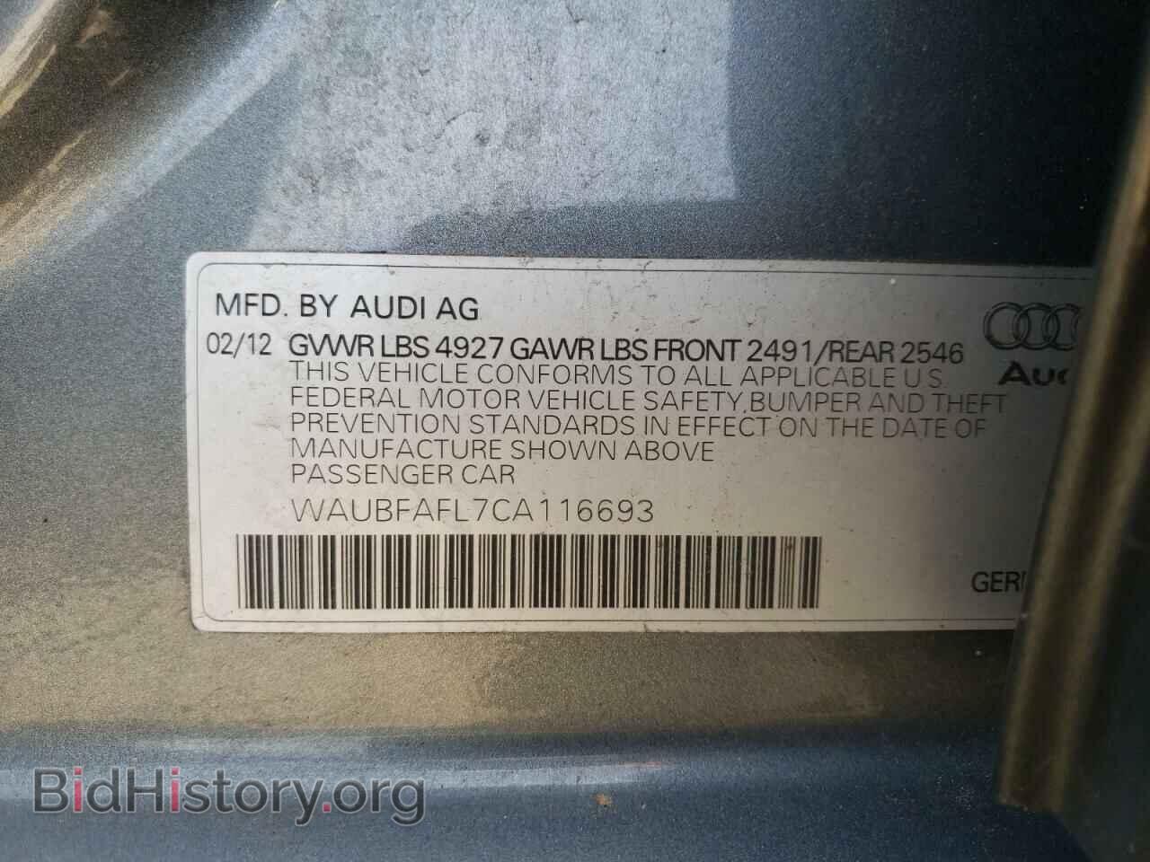 2012 AUDI A4 - VIN: WAUBFAFL7CA116693 - Фото 10