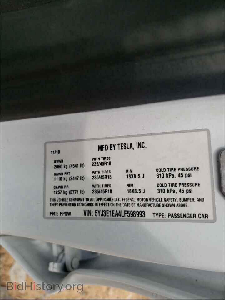2020 TESLA MODEL 3 - VIN: 5YJ3E1EA4LF598993 - Фото 10