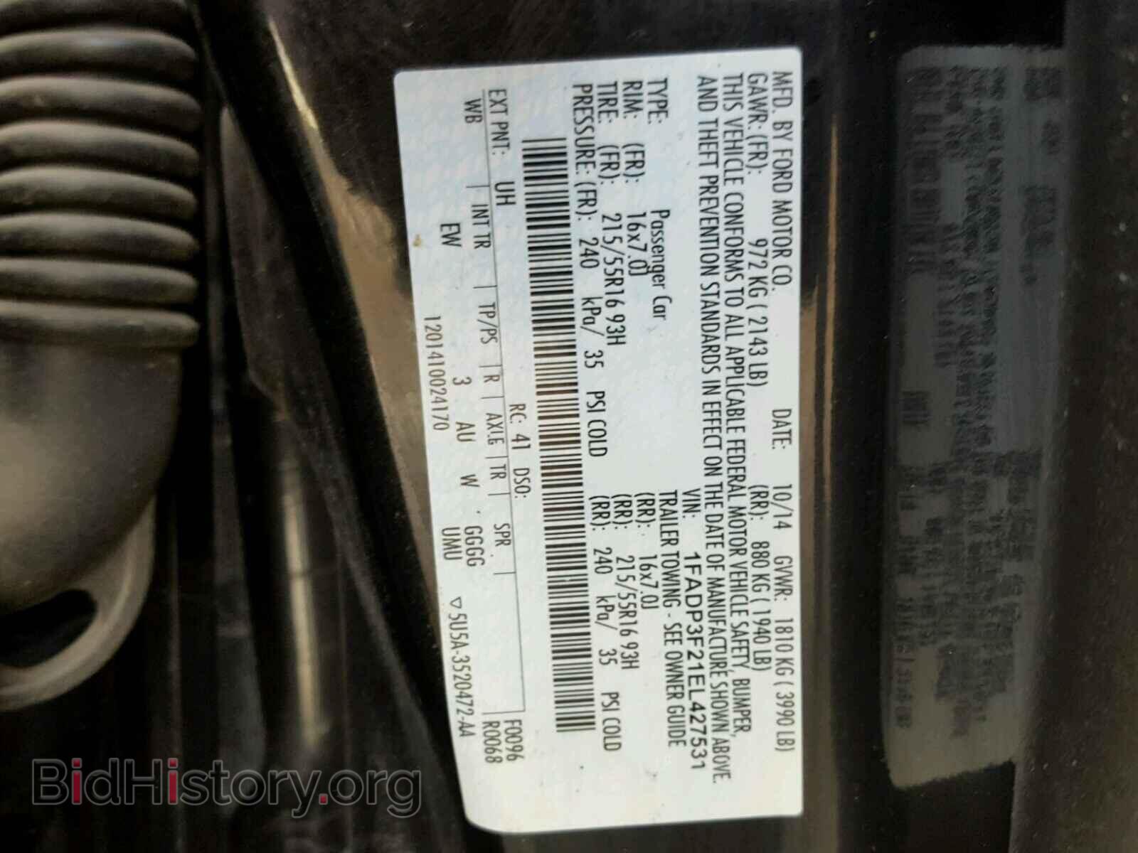 2014 FORD FOCUS - VIN: 1FADP3F21EL427531 - Фото 10