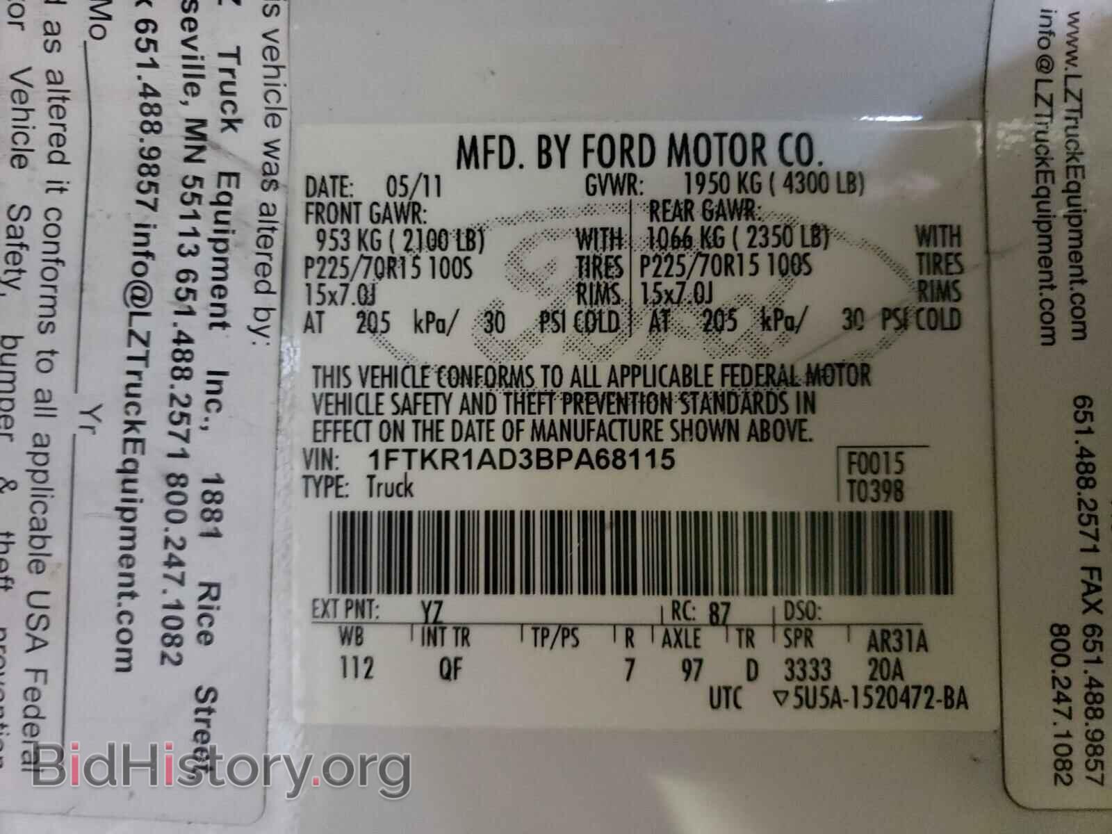 2011 FORD RANGER - VIN: 1FTKR1AD3BPA68115 - Фото 10