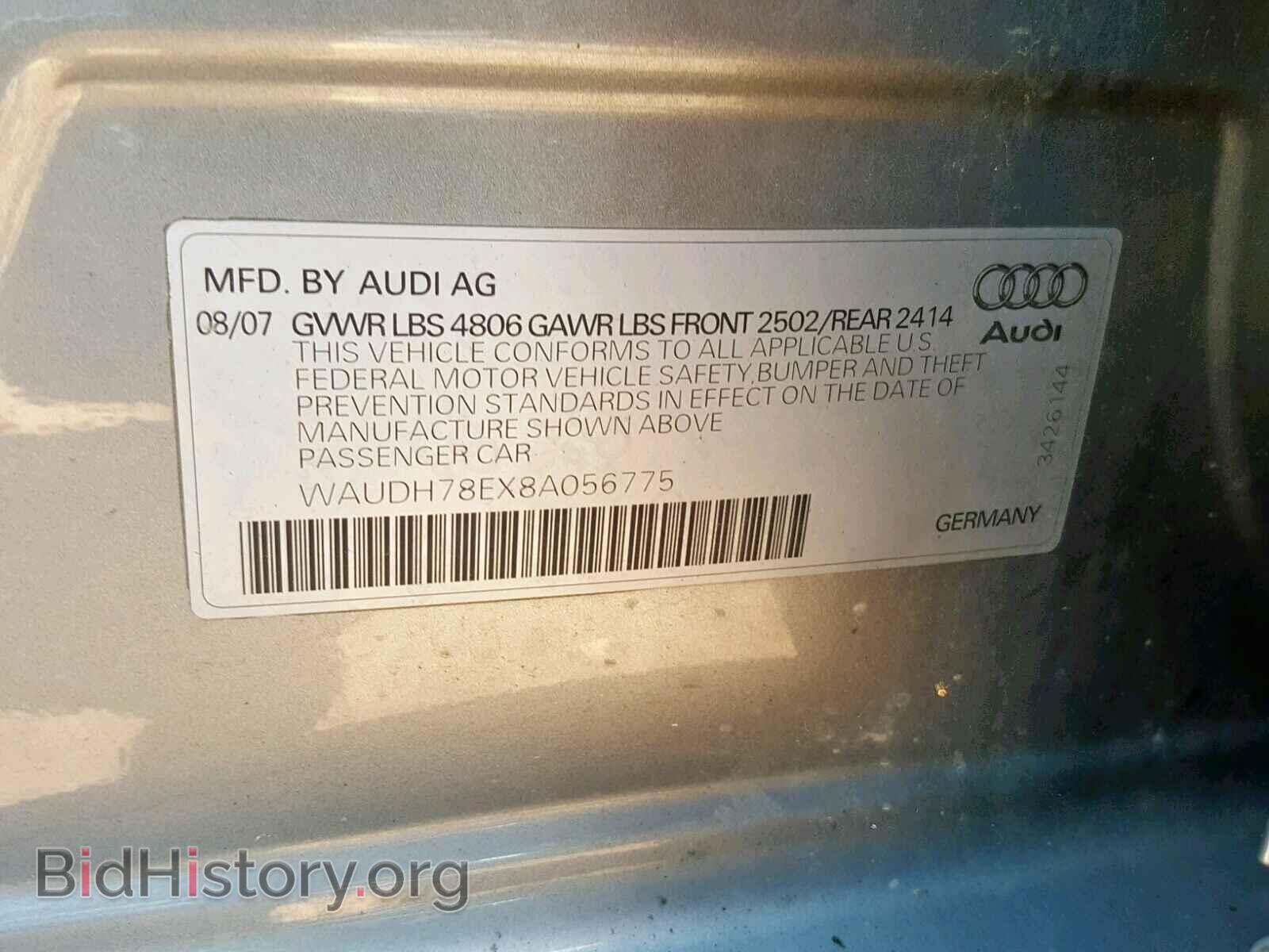 2008 AUDI A4 - VIN: WAUDH78EX8A056775 - Фото 10