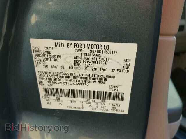2012 FORD ESCAPE - VIN: 1FMCU9C74CKA59779 - Фото 10