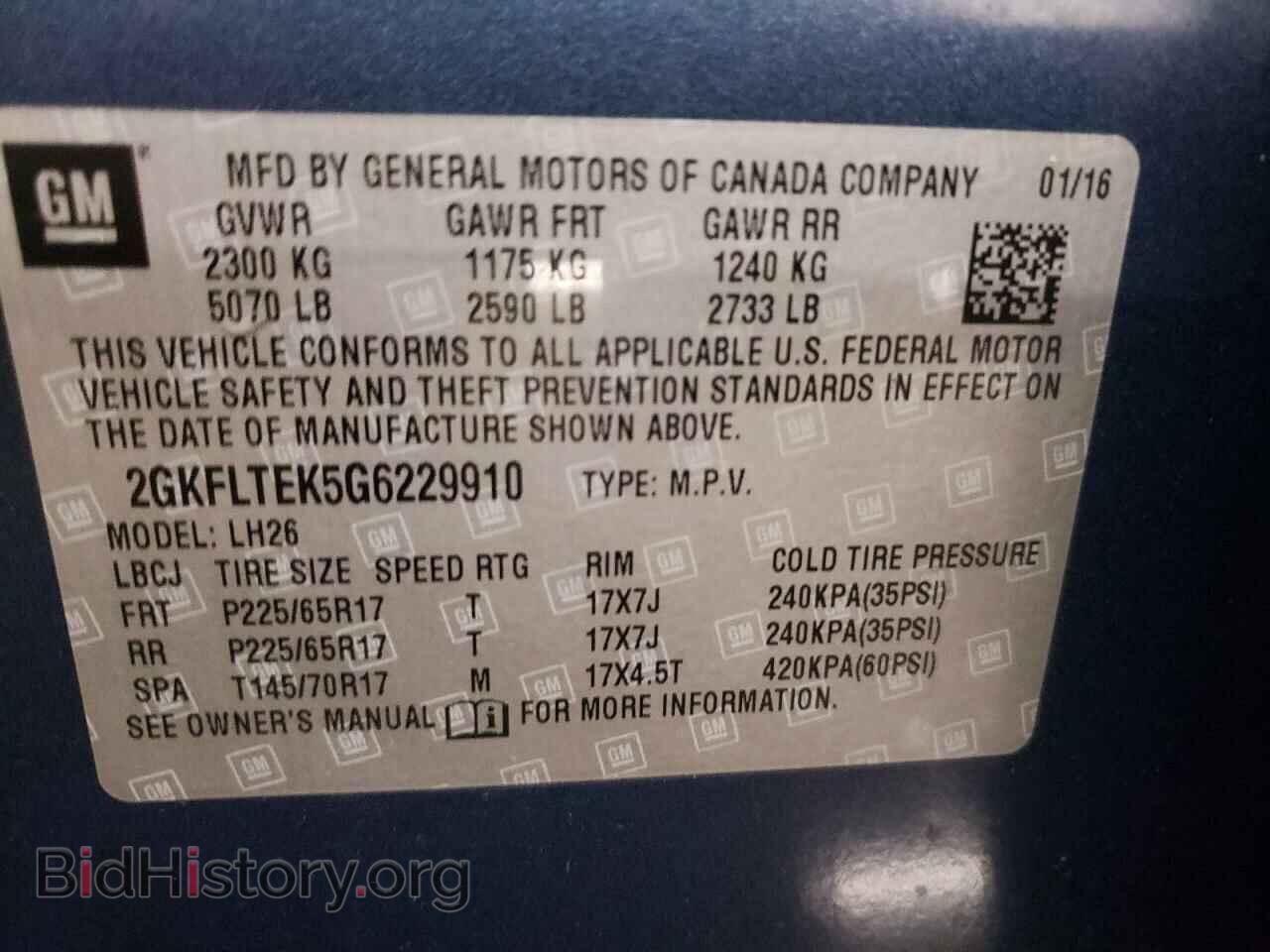 2016 GMC TERRAIN - VIN: 2GKFLTEK5G6229910 - Photo 10