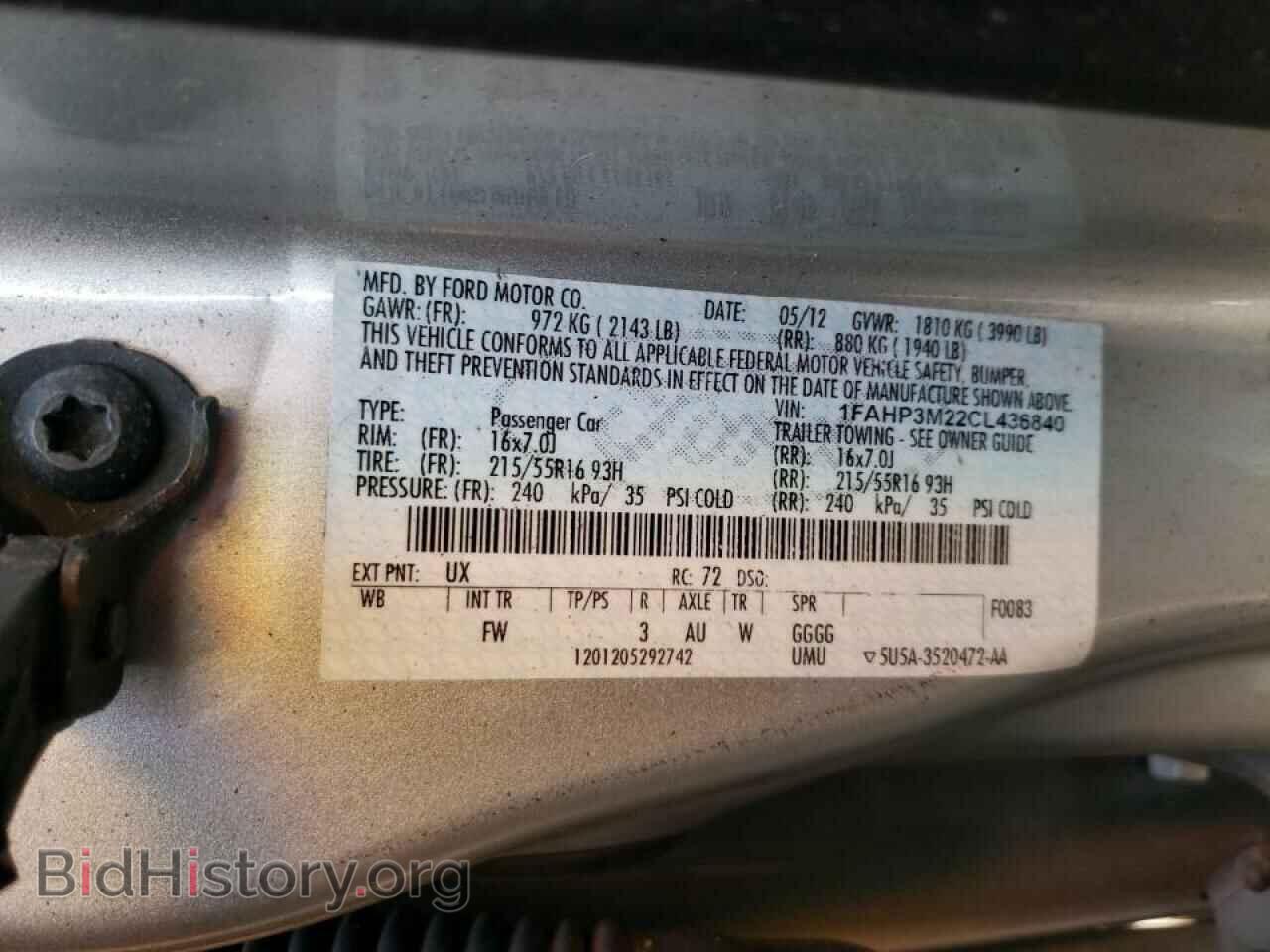 2012 FORD FOCUS - VIN: 1FAHP3M22CL436840 - Фото 10