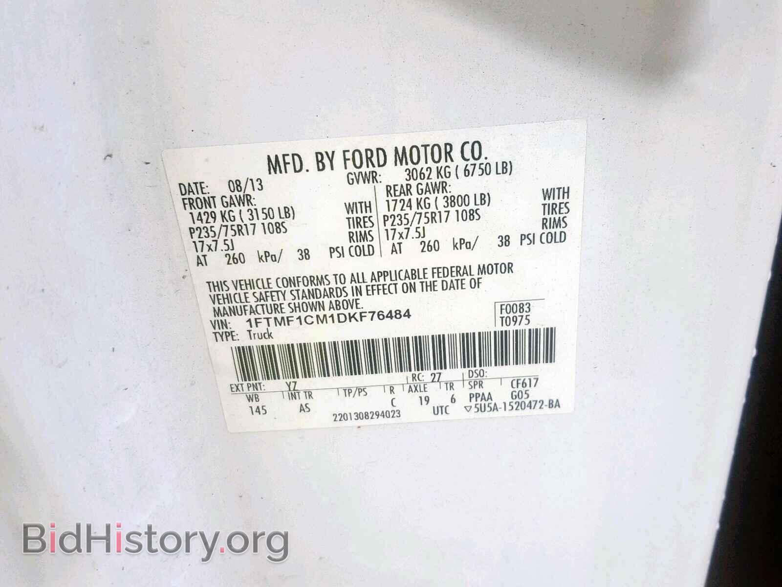 2013 FORD F150 - VIN: 1FTMF1CM1DKF76484 - Фото 10