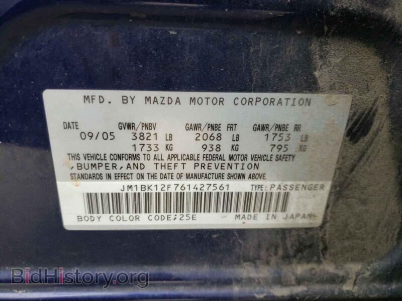 2006 Mazda 3 (VIN JM1BK12F761427561) — фото 10 из 10