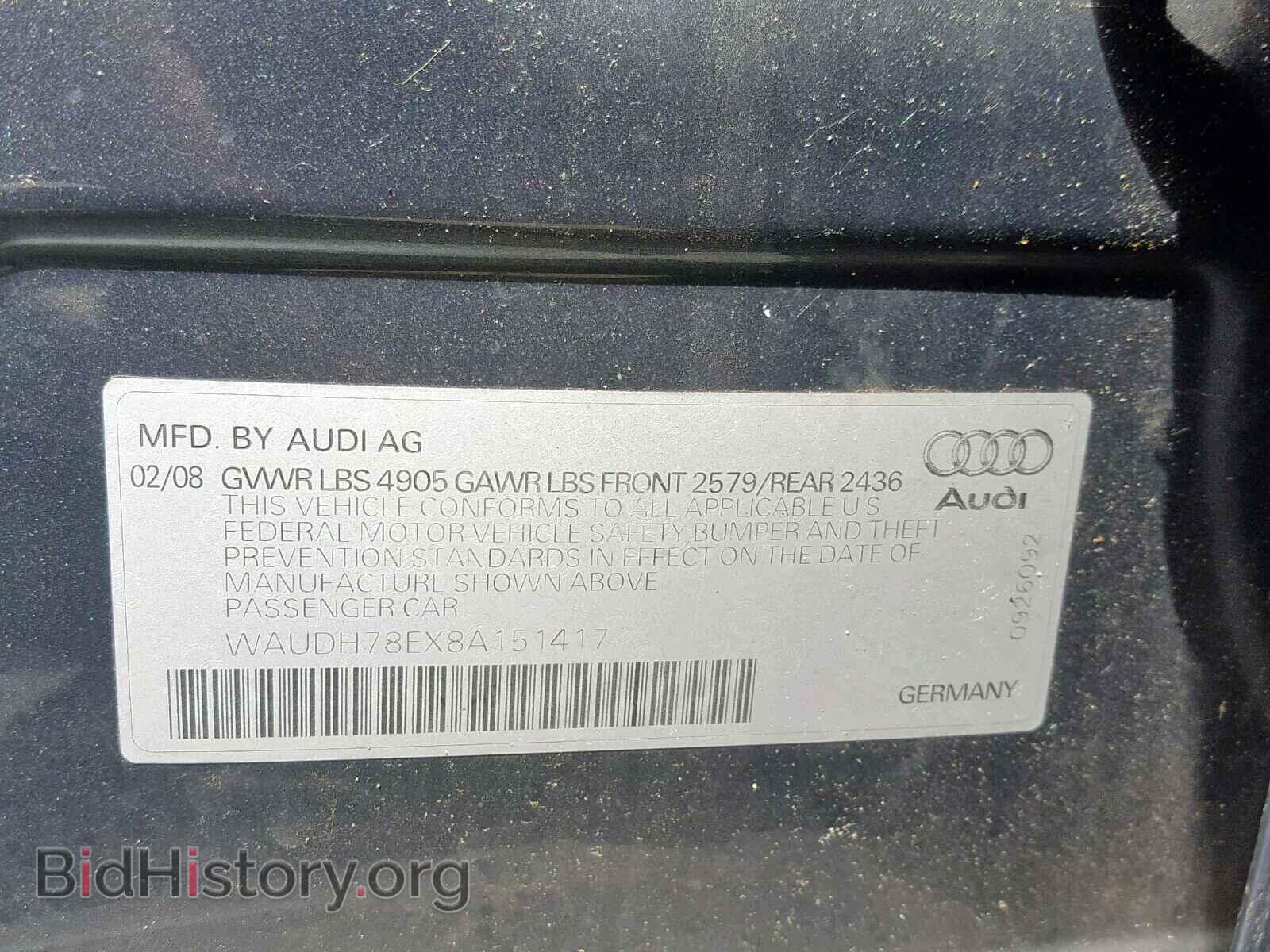 2008 AUDI A4 - VIN: WAUDH78EX8A151417 - Фото 10