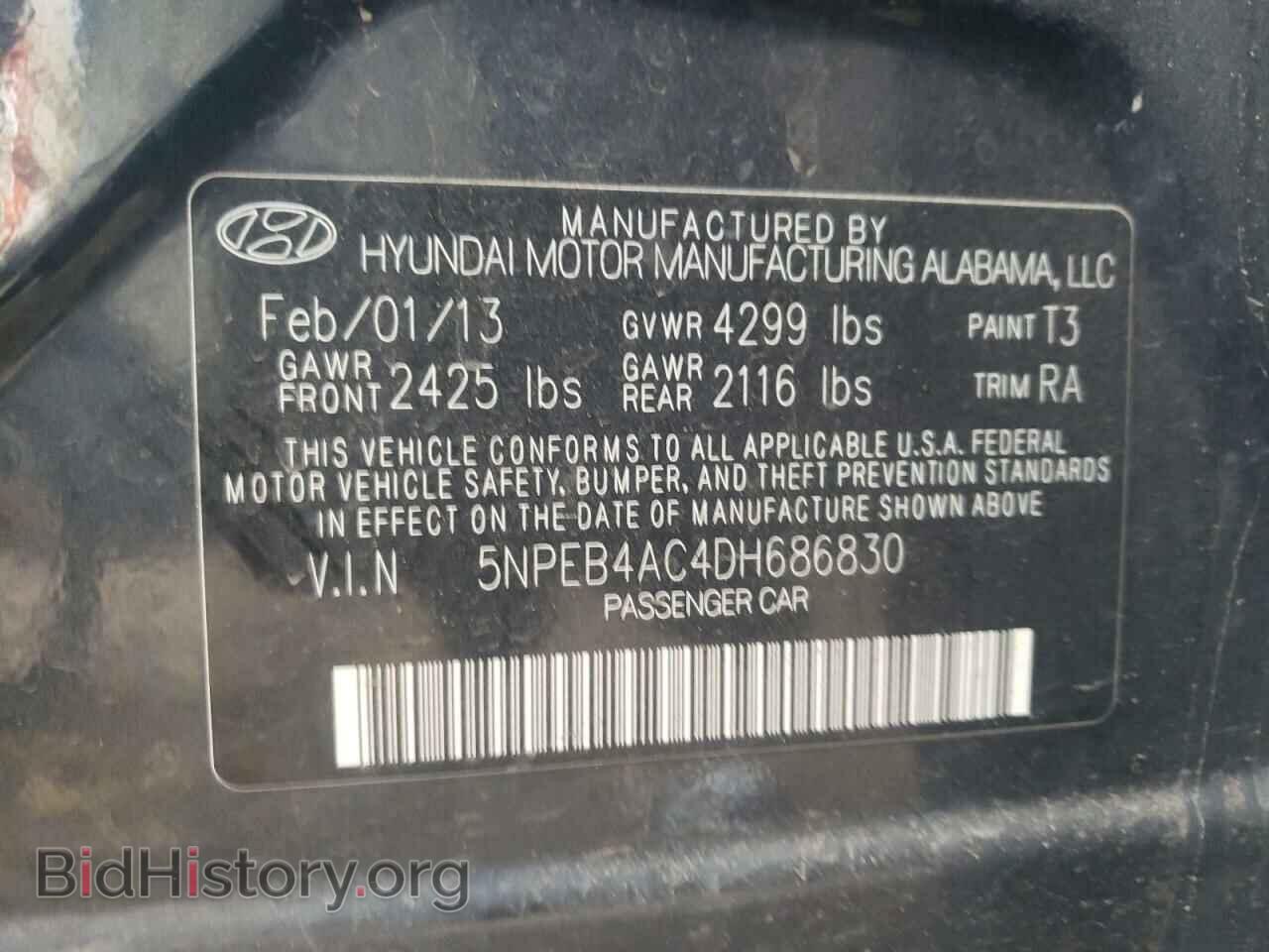 2013 HYUNDAI SONATA - VIN: 5NPEB4AC4DH686830 - Photo 10