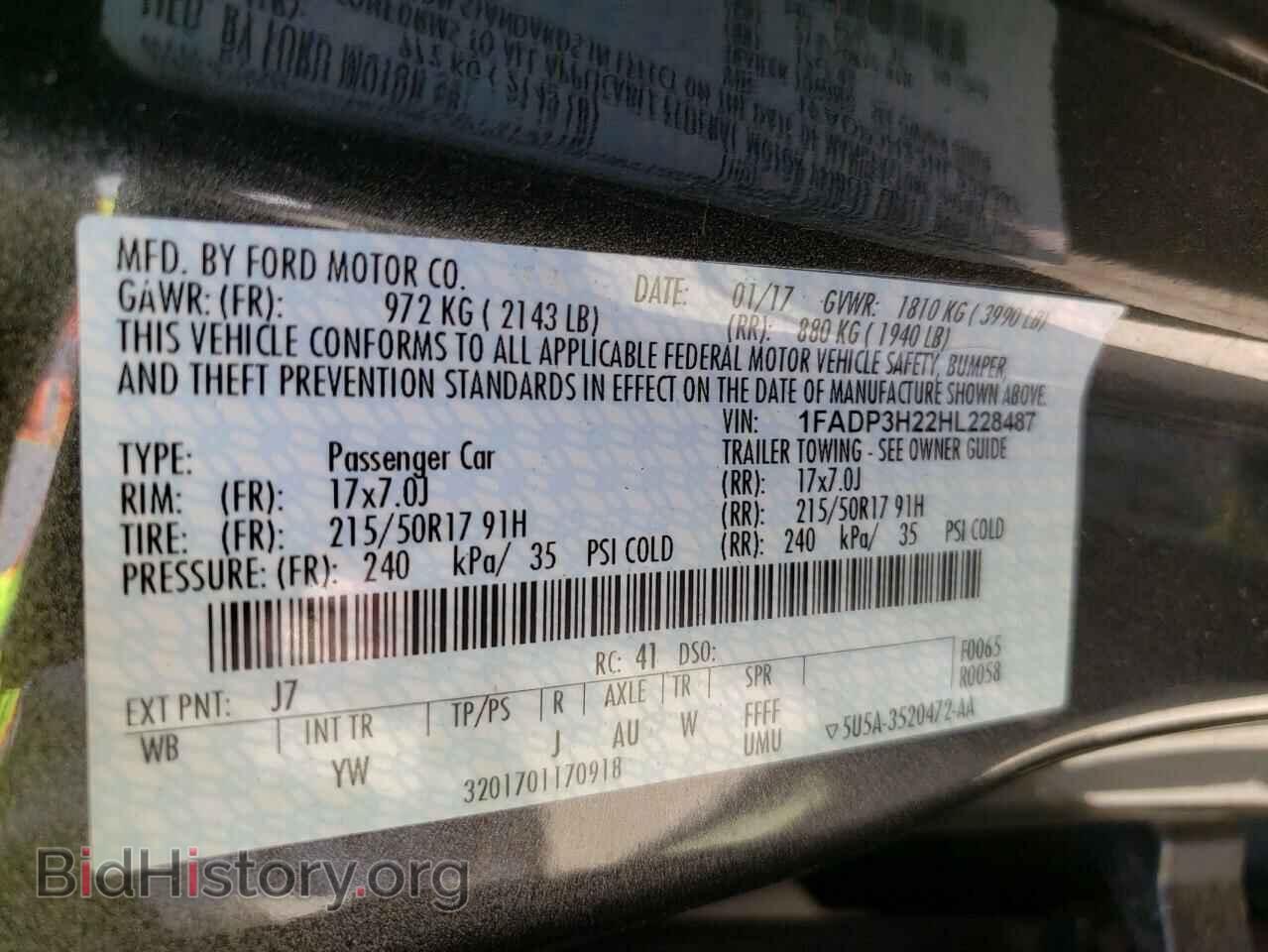 2017 FORD FOCUS - VIN: 1FADP3H22HL228487 - Фото 10