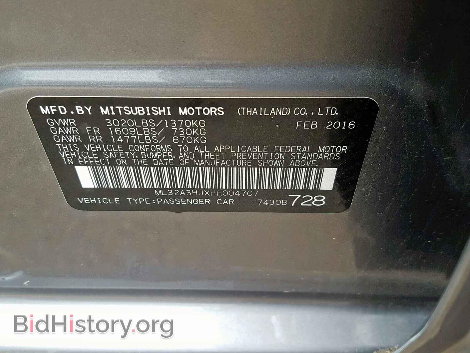 2017 MITSUBISHI MIRAGE - VIN: ML32A3HJXHH004707 - Фото 10