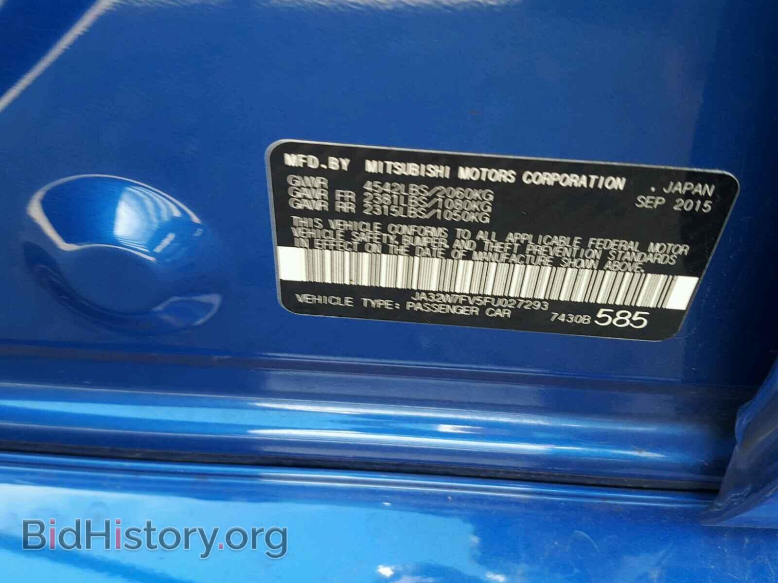 2015 MITSUBISHI LANCER - VIN: JA32W7FV5FU027293 - Фото 10