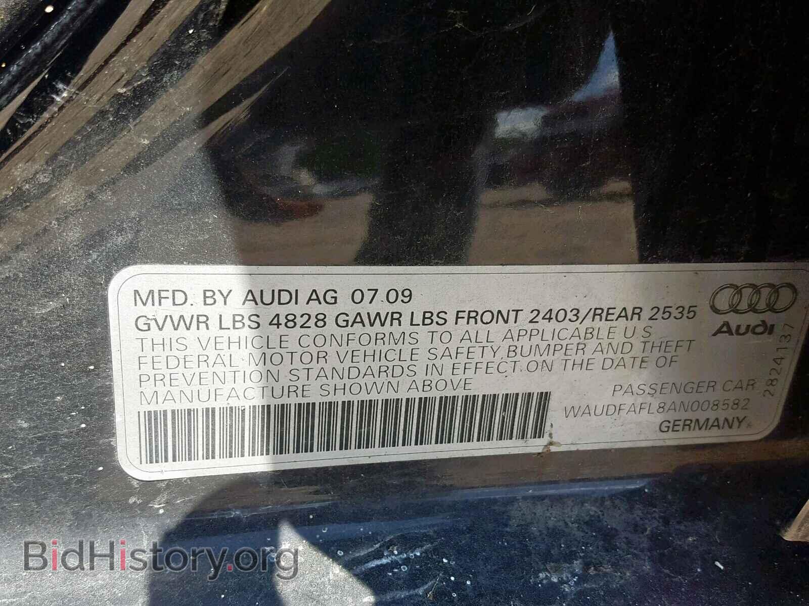 2010 AUDI A4 - VIN: WAUDFAFL8AN008582 - Фото 10