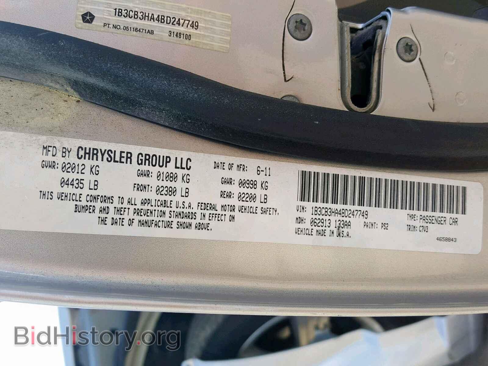 2011 DODGE CALIBER - VIN: 1B3CB3HA4BD247749 - Photo 10
