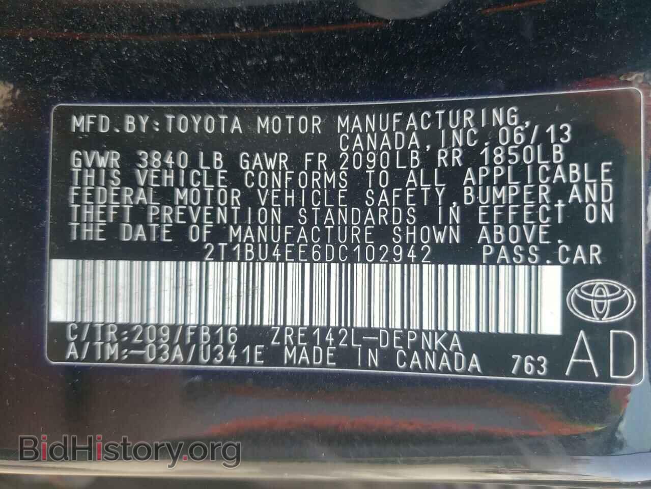 2013 TOYOTA COROLLA - VIN: 2T1BU4EE6DC102942 - Фото 10