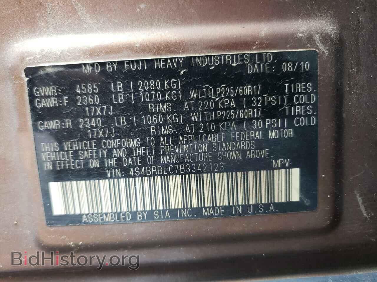 2011 SUBARU OUTBACK - VIN: 4S4BRBLC7B3342123 - Photo 10