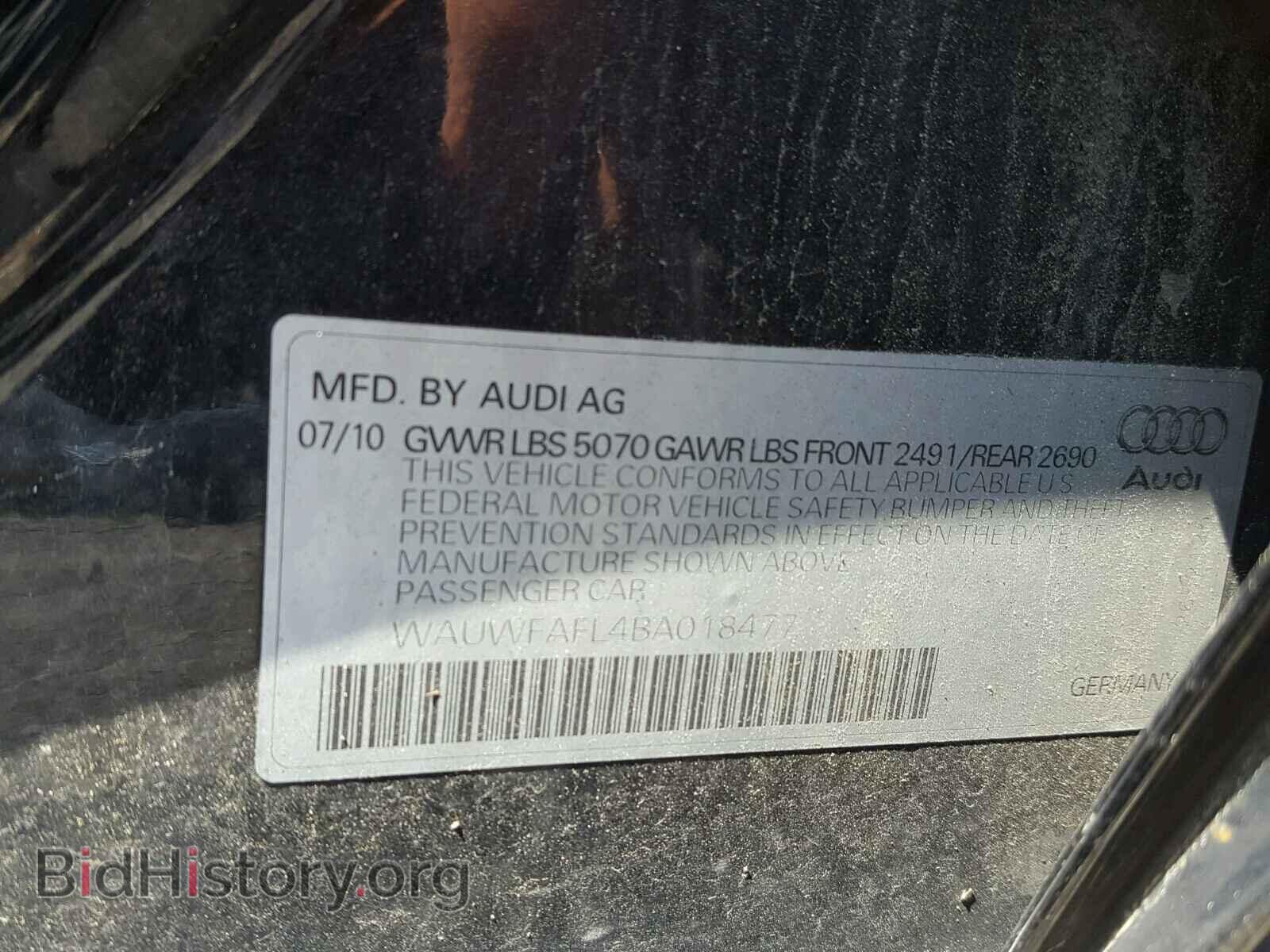 2011 AUDI A4 - VIN: WAUWFAFL4BA018477 - Photo 10