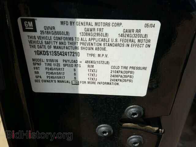 2004 GMC ENVOY - VIN: 1GKDS13S542417210 - Photo 10