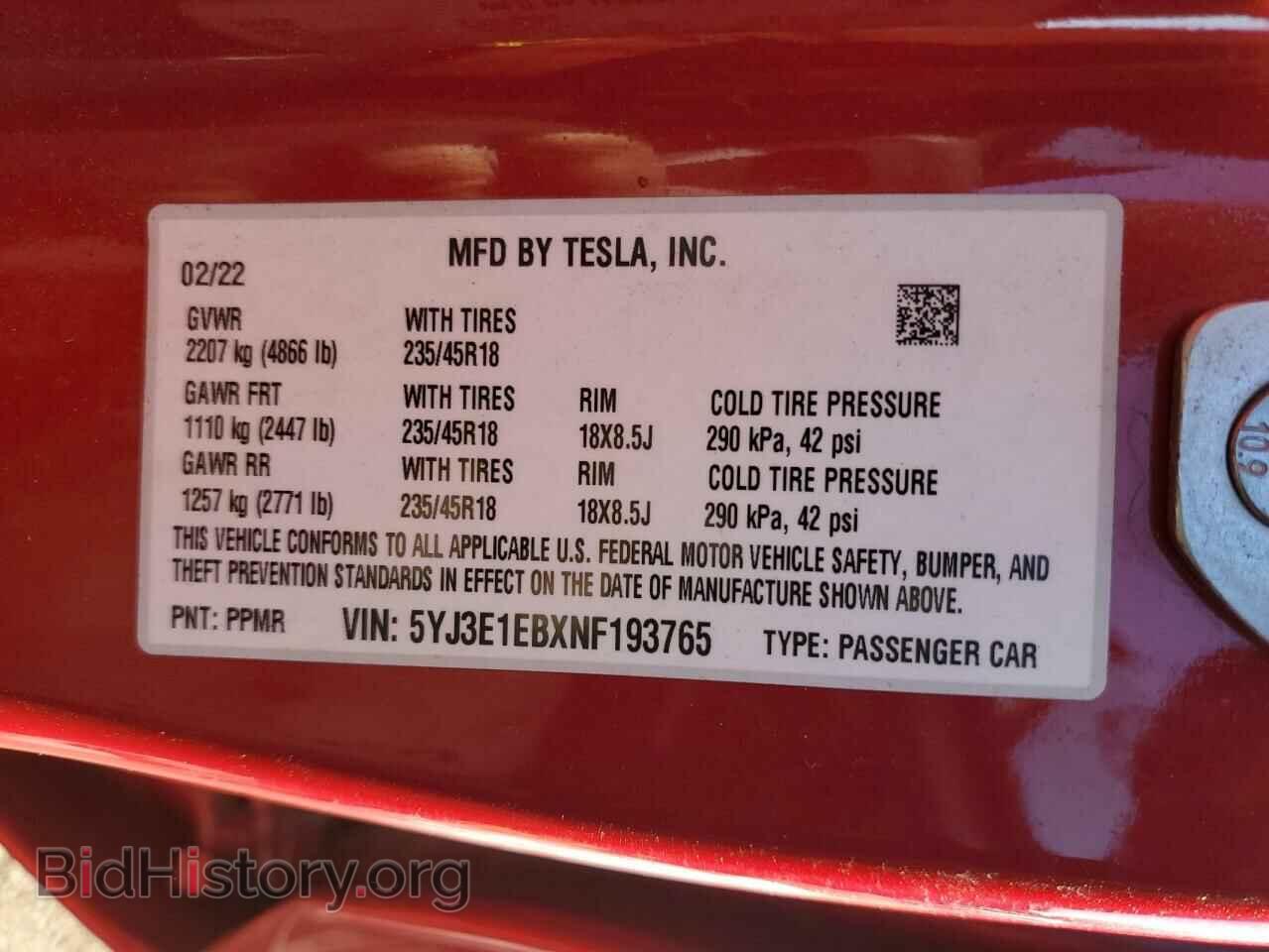 2022 TESLA MODEL 3 - VIN: 5YJ3E1EBXNF193765 - Photo 12
