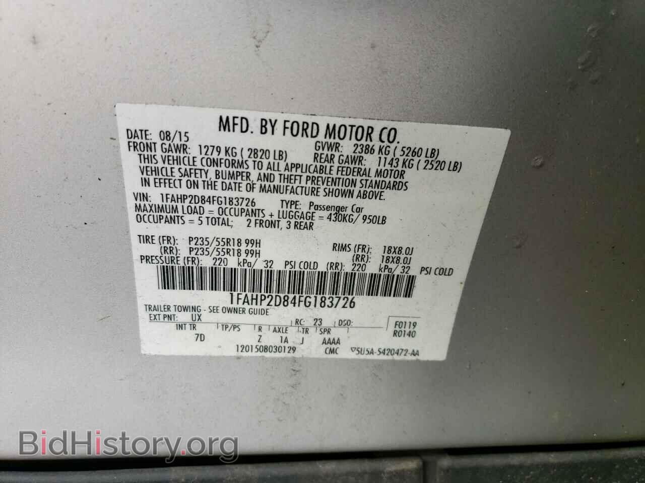 2015 FORD TAURUS - VIN: 1FAHP2D84FG183726 - Фото 13