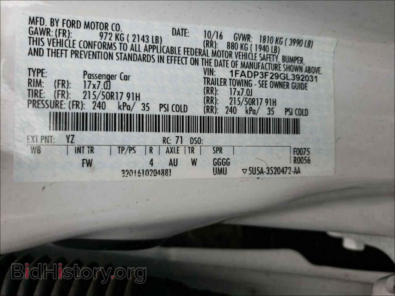 2016 FORD FOCUS - VIN: 1FADP3F29GL392031 - Photo 10