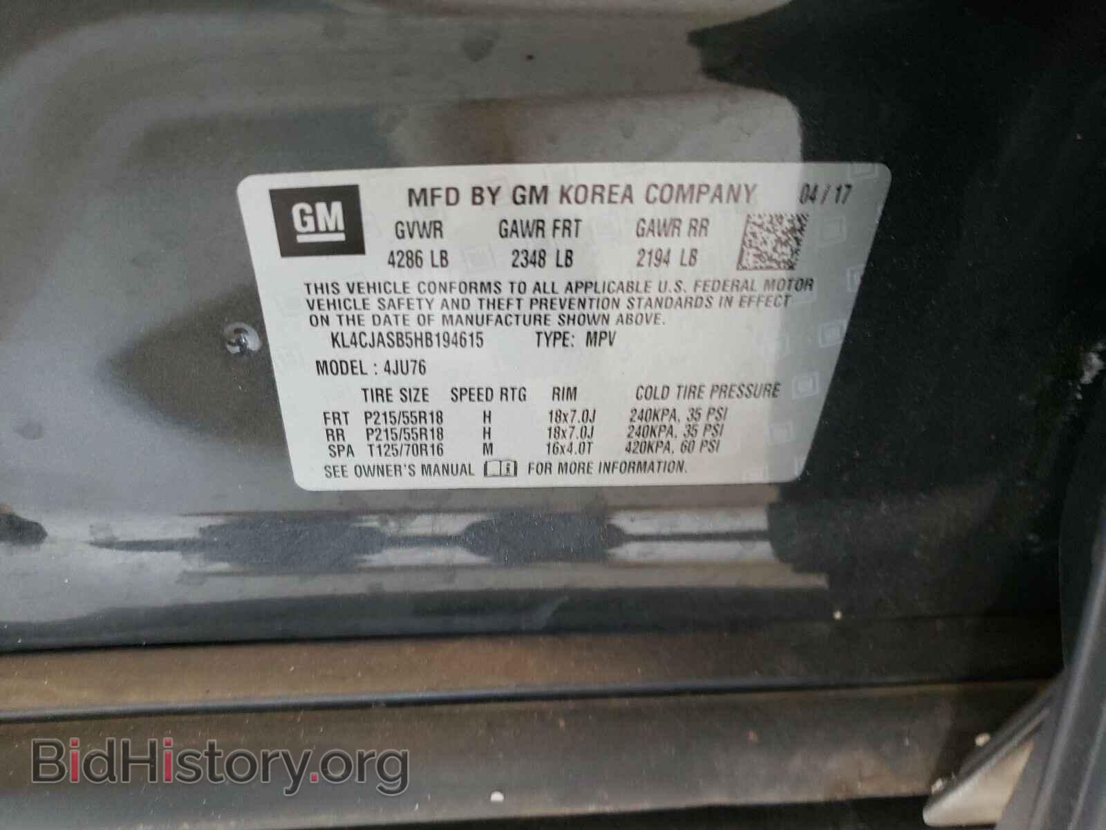 2017 BUICK ENCORE - VIN: KL4CJASB5HB194615 - Фото 10