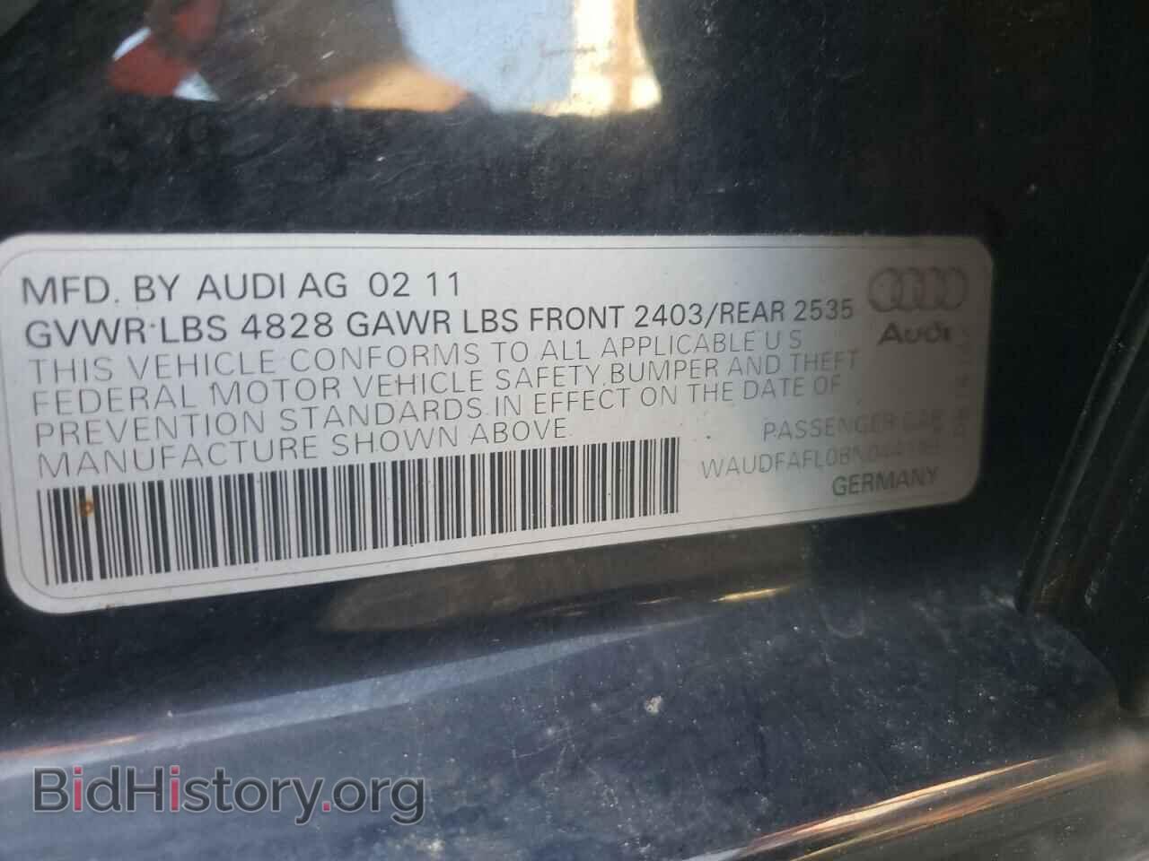 2011 AUDI A4 - VIN: WAUDFAFL0BN044199 - Фото 10