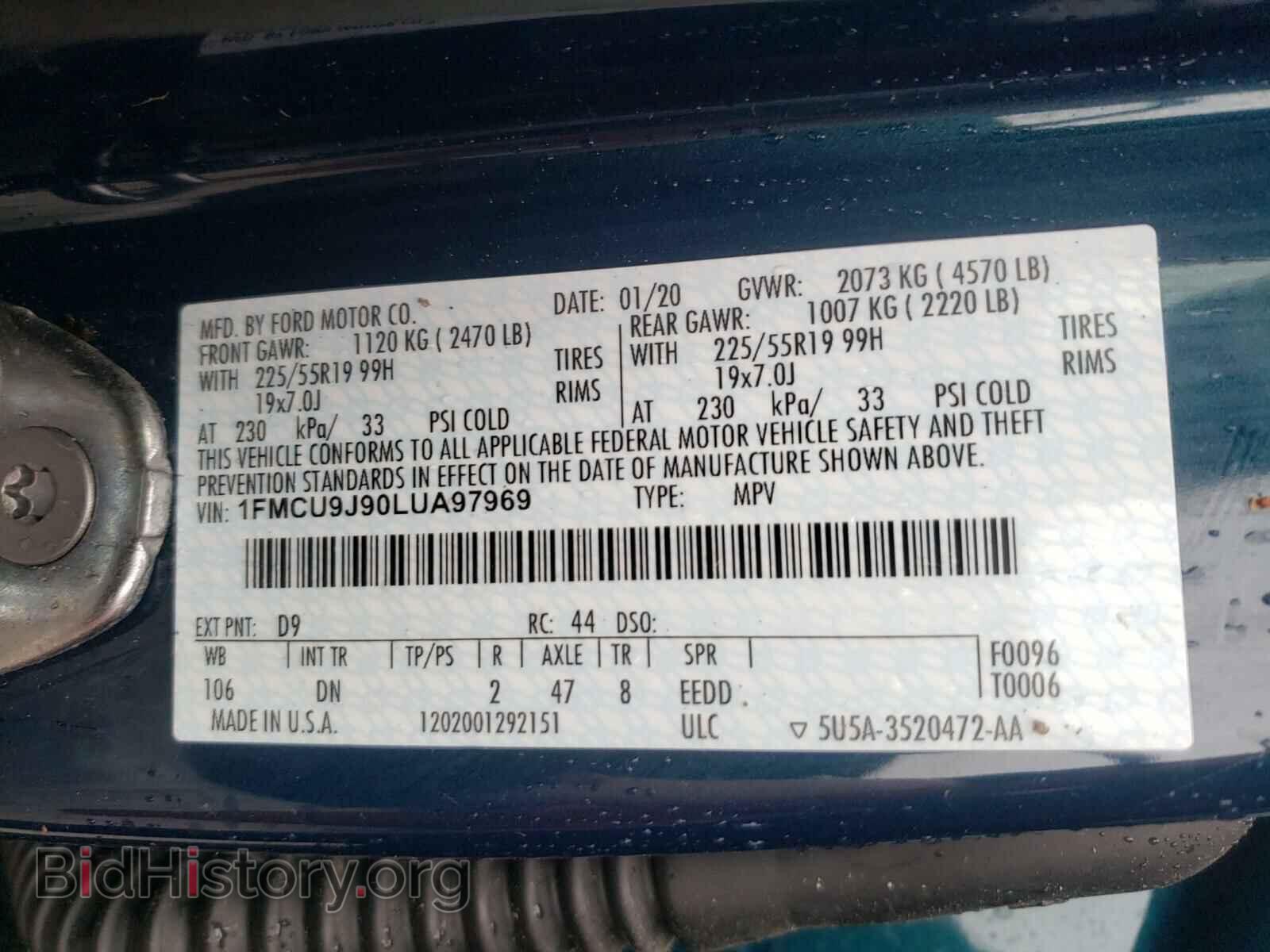 2020 FORD ESCAPE - VIN: 1FMCU9J90LUA97969 - Photo 10