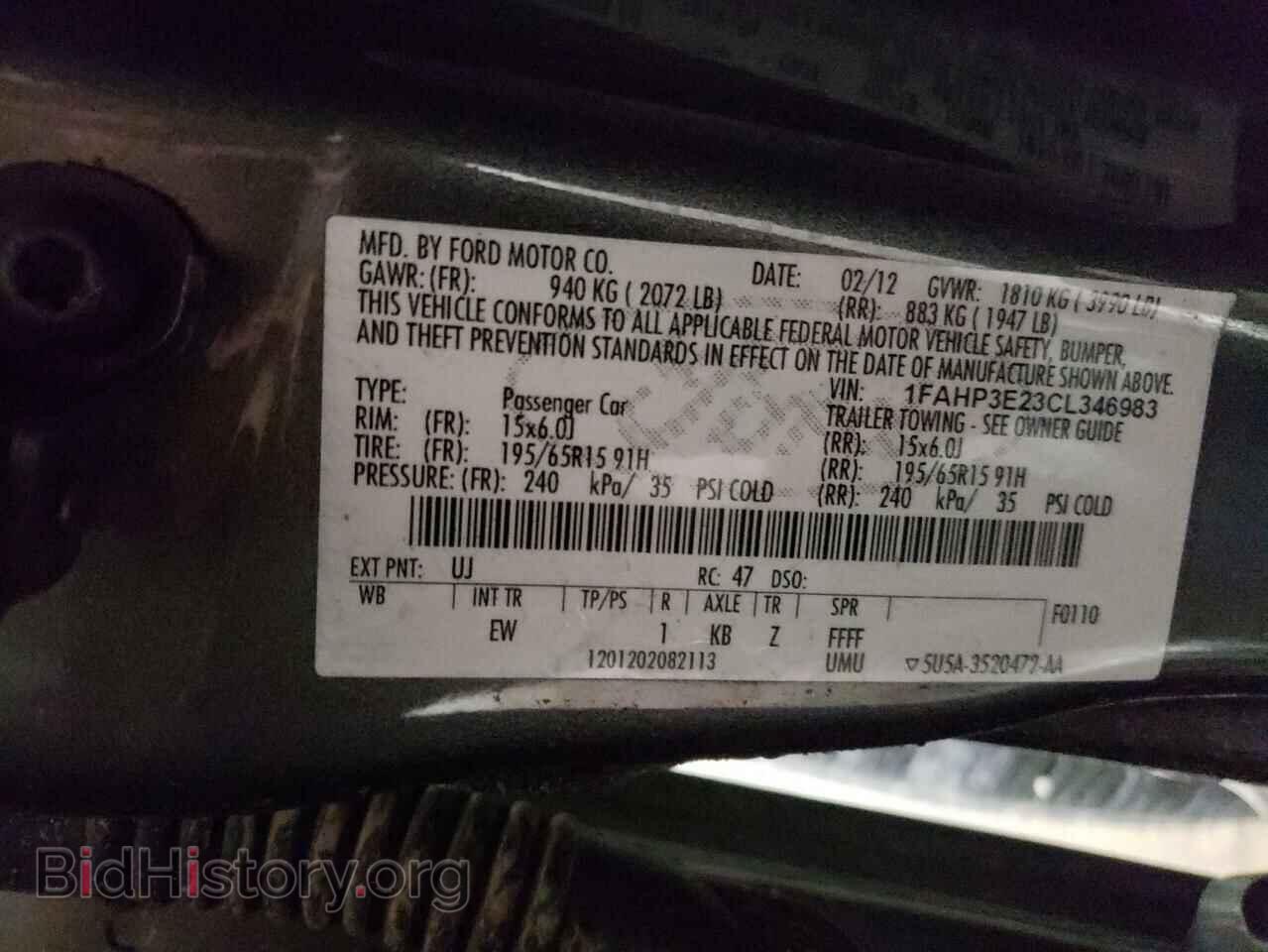 2012 FORD FOCUS - VIN: 1FAHP3E23CL346983 - Фото 10