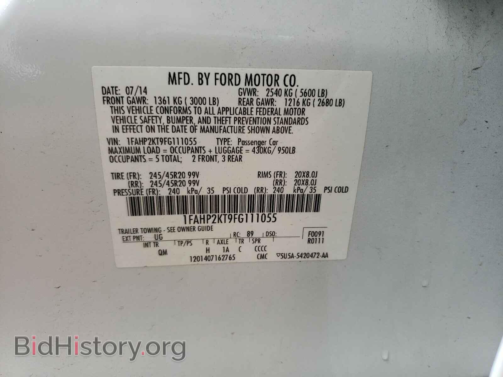 2015 FORD TAURUS - VIN: 1FAHP2KT9FG111055 - Фото 10
