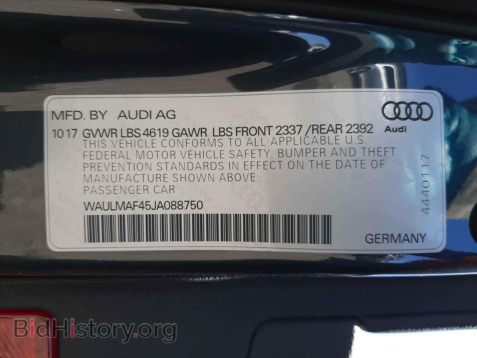 2018 AUDI A4 - VIN: WAULMAF45JA088750 - Фото 10