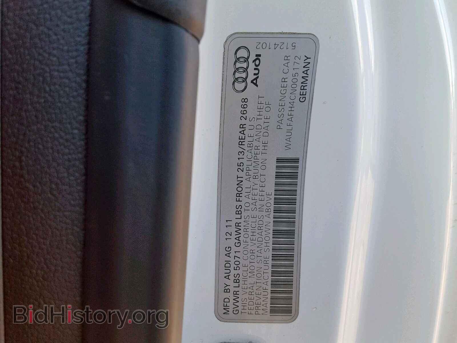 2012 AUDI A5 PREMIUM - VIN: WAULFAFH4CN005172 - Фото 10