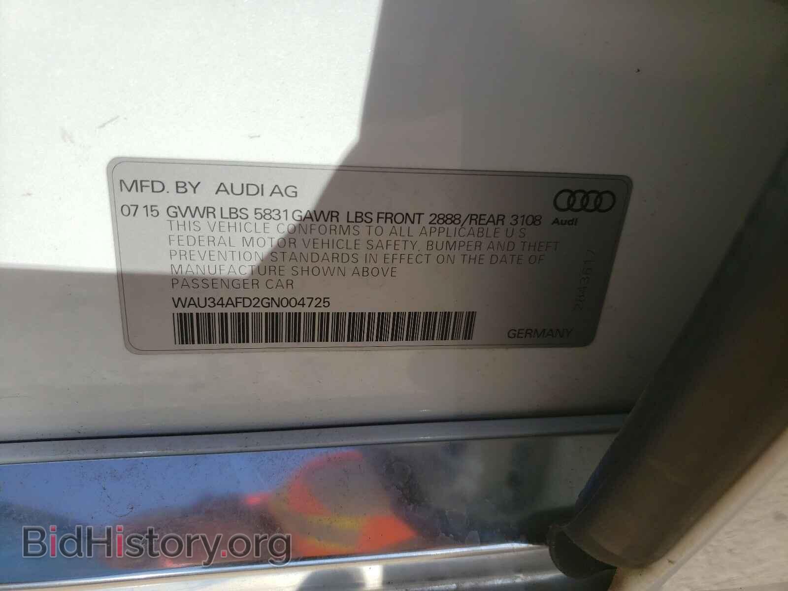 2016 AUDI A8 - VIN: WAU34AFD2GN004725 - Фото 10