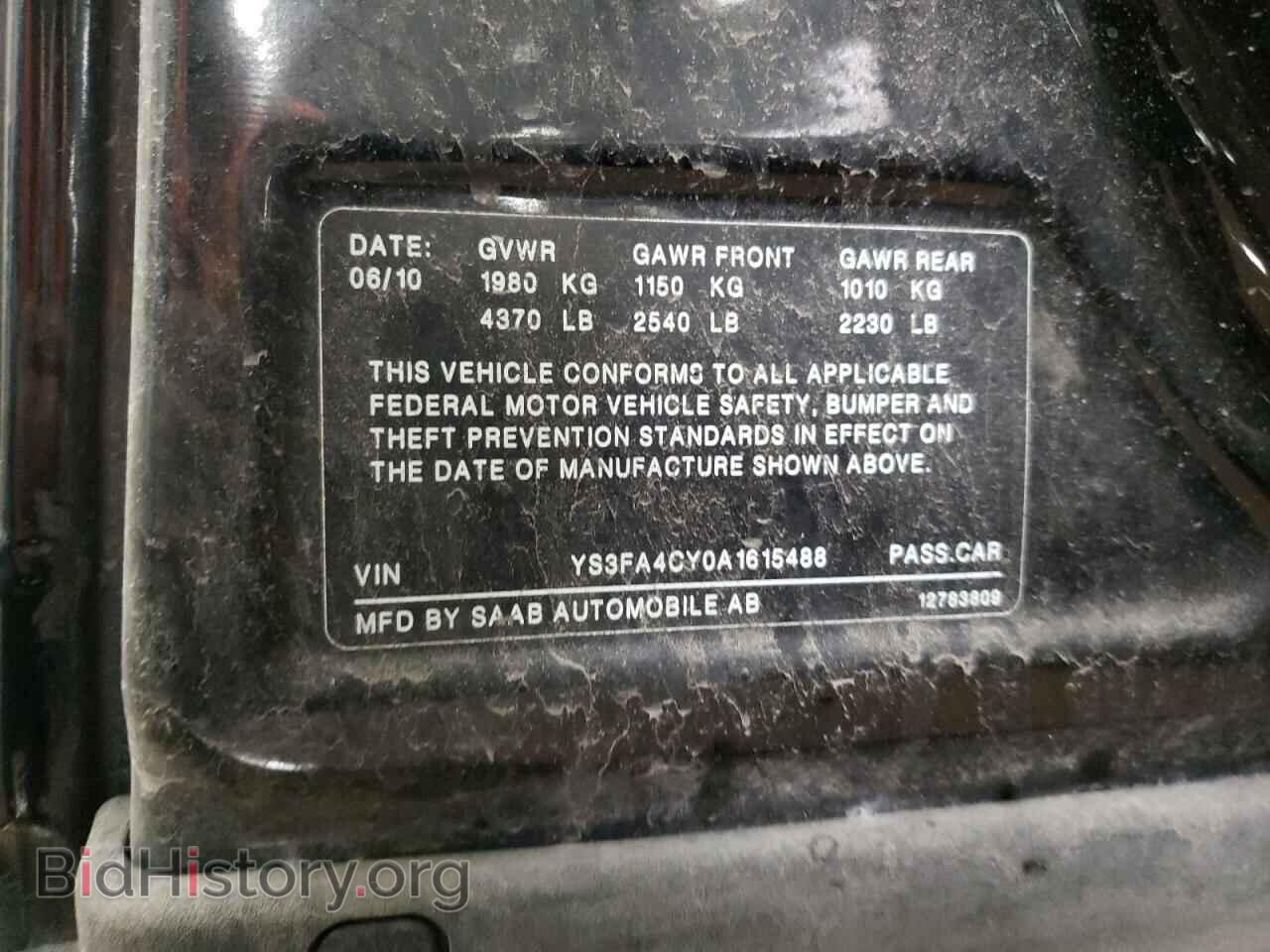 2010 SAAB 9 3 - VIN: YS3FA4CY0A1615488 - Фото 12