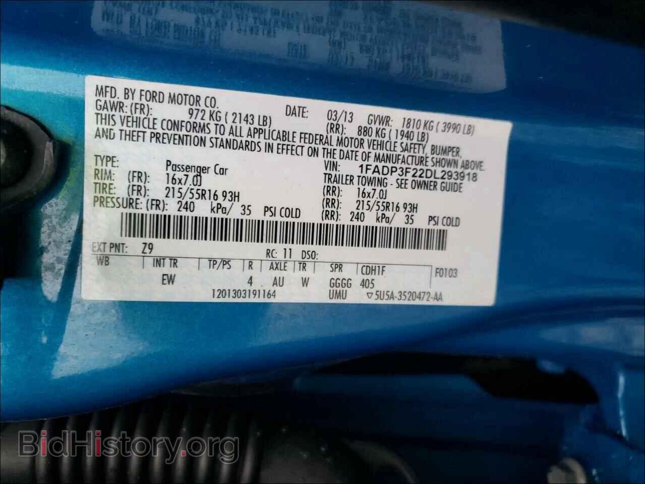 2013 FORD FOCUS - VIN: 1FADP3F22DL293918 - Фото 10