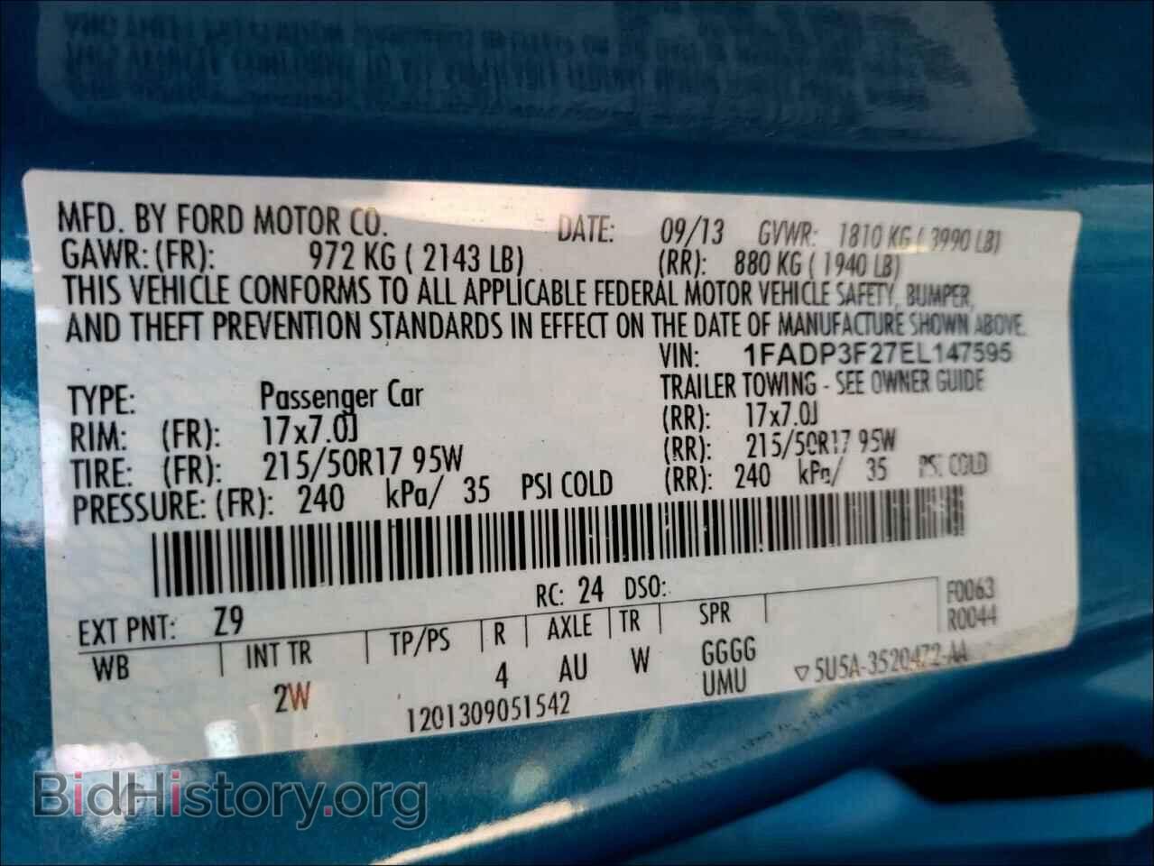 2014 FORD FOCUS - VIN: 1FADP3F27EL147595 - Фото 10