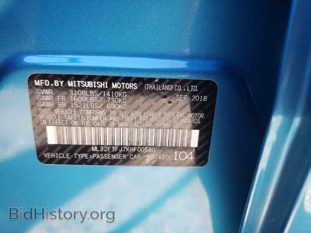 2019 MITSUBISHI MIRAGE - VIN: ML32F3FJ7KHF00580 - Фото 10