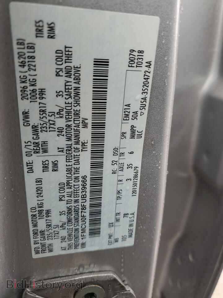 2015 FORD ESCAPE - VIN: 1FMCU0F78FUB39666 - Фото 12