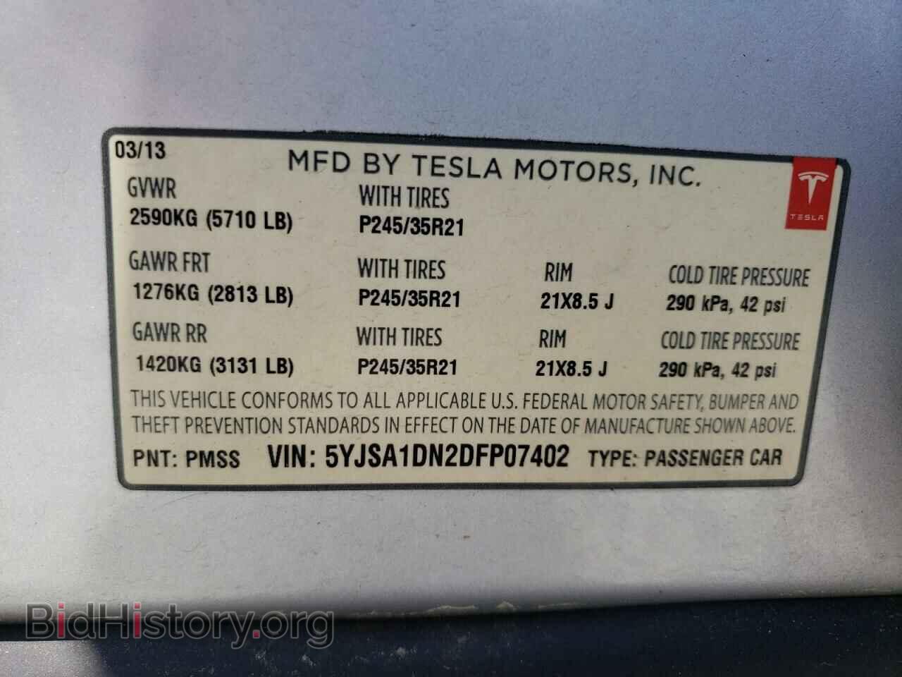 2013 TESLA MODEL S - VIN: 5YJSA1DN2DFP07402 - Photo 10