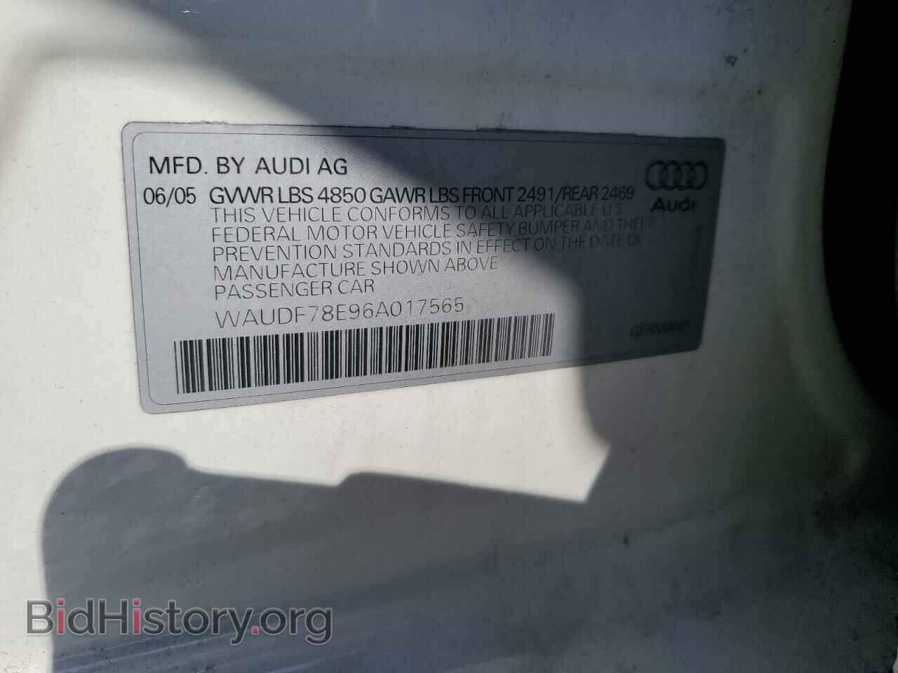 2006 AUDI A4 - VIN: WAUDF78E96A017565 - Фото 12