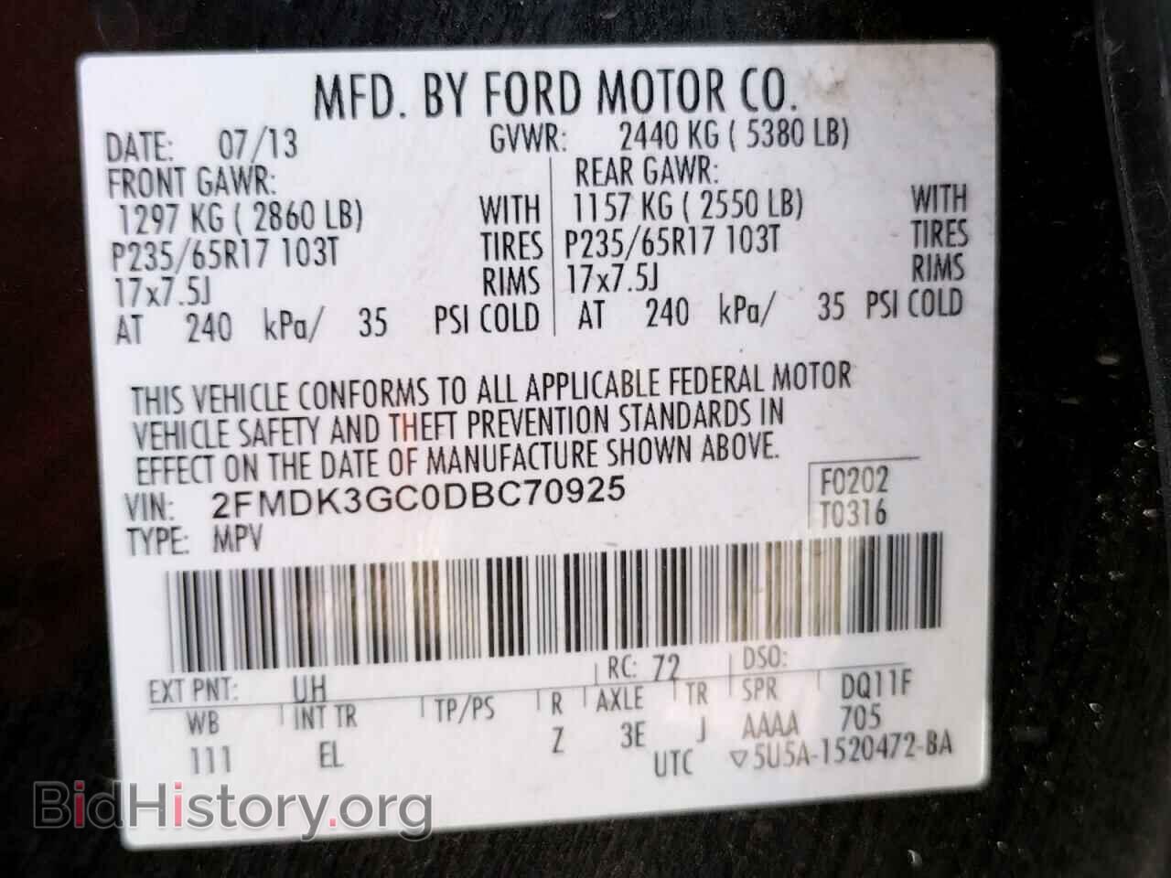 2013 FORD EDGE - VIN: 2FMDK3GC0DBC70925 - Фото 10