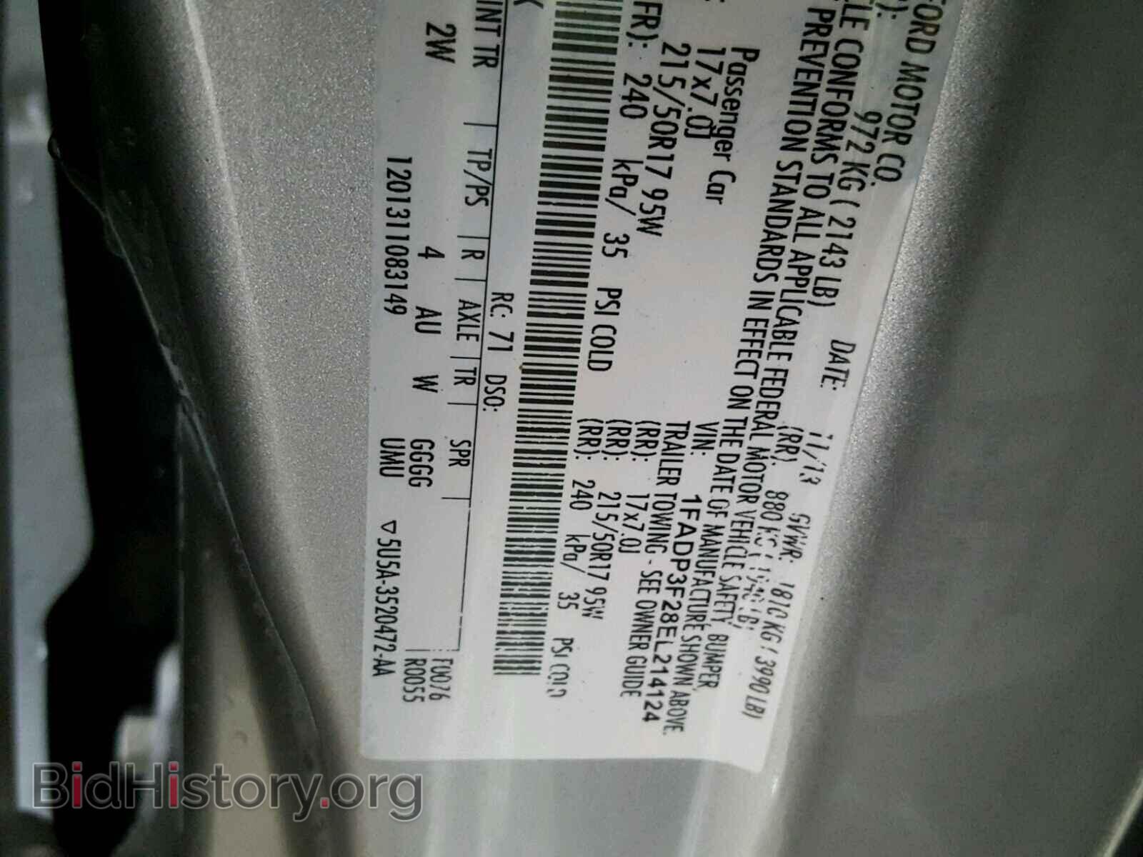2014 FORD FOCUS - VIN: 1FADP3F28EL214124 - Фото 10
