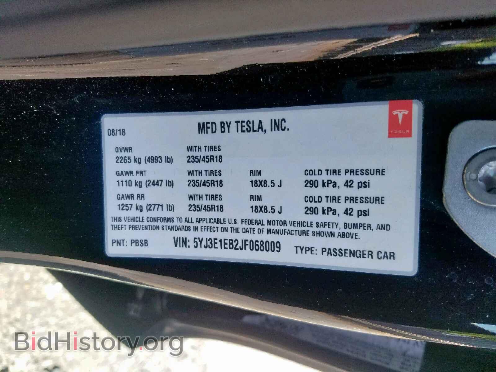 2018 TESLA MODEL 3 - VIN: 5YJ3E1EB2JF068009 - Photo 10