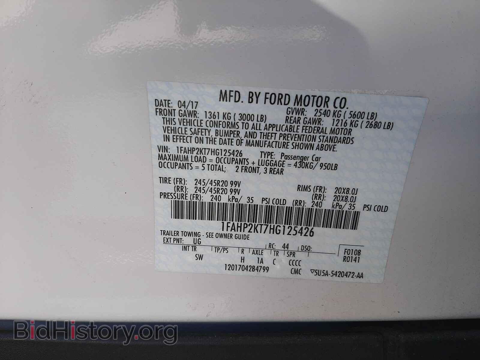 2017 FORD TAURUS - VIN: 1FAHP2KT7HG125426 - Фото 10