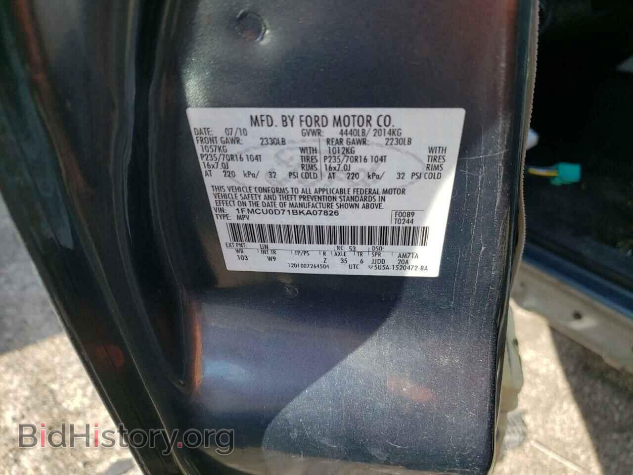 2011 FORD ESCAPE - VIN: 1FMCU0D71BKA07826 - Фото 13