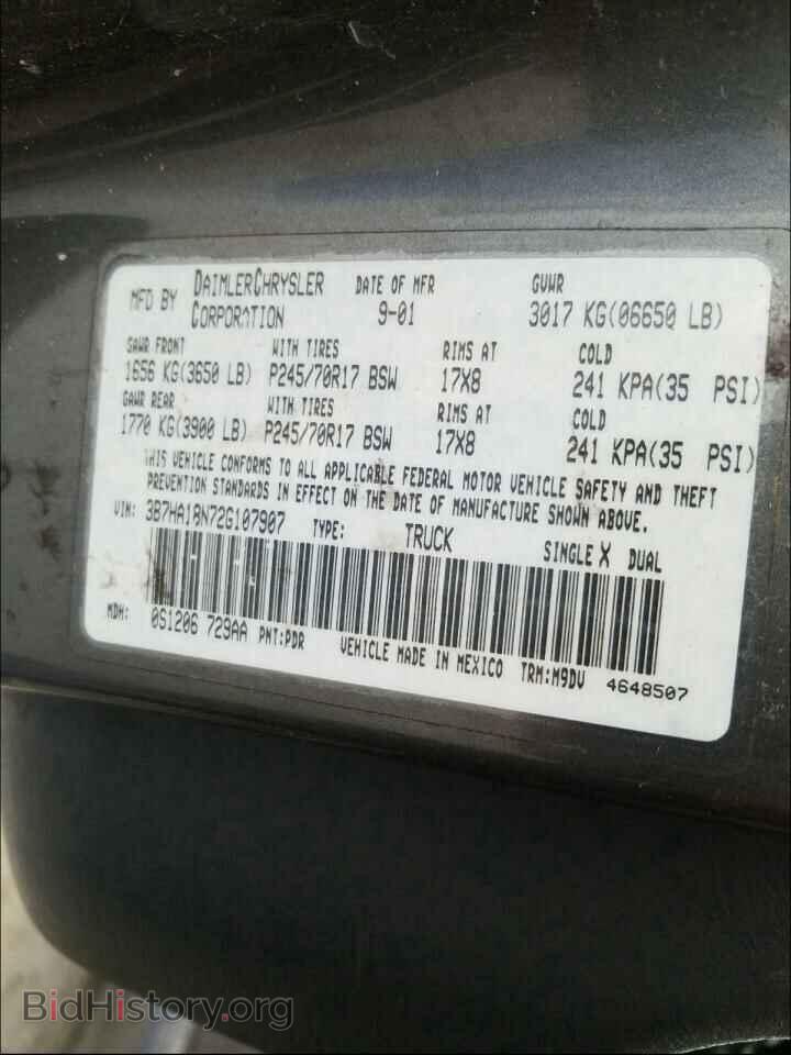 2002 DODGE RAM 1500 - VIN: 3B7HA18N72G107907 - Фото 10
