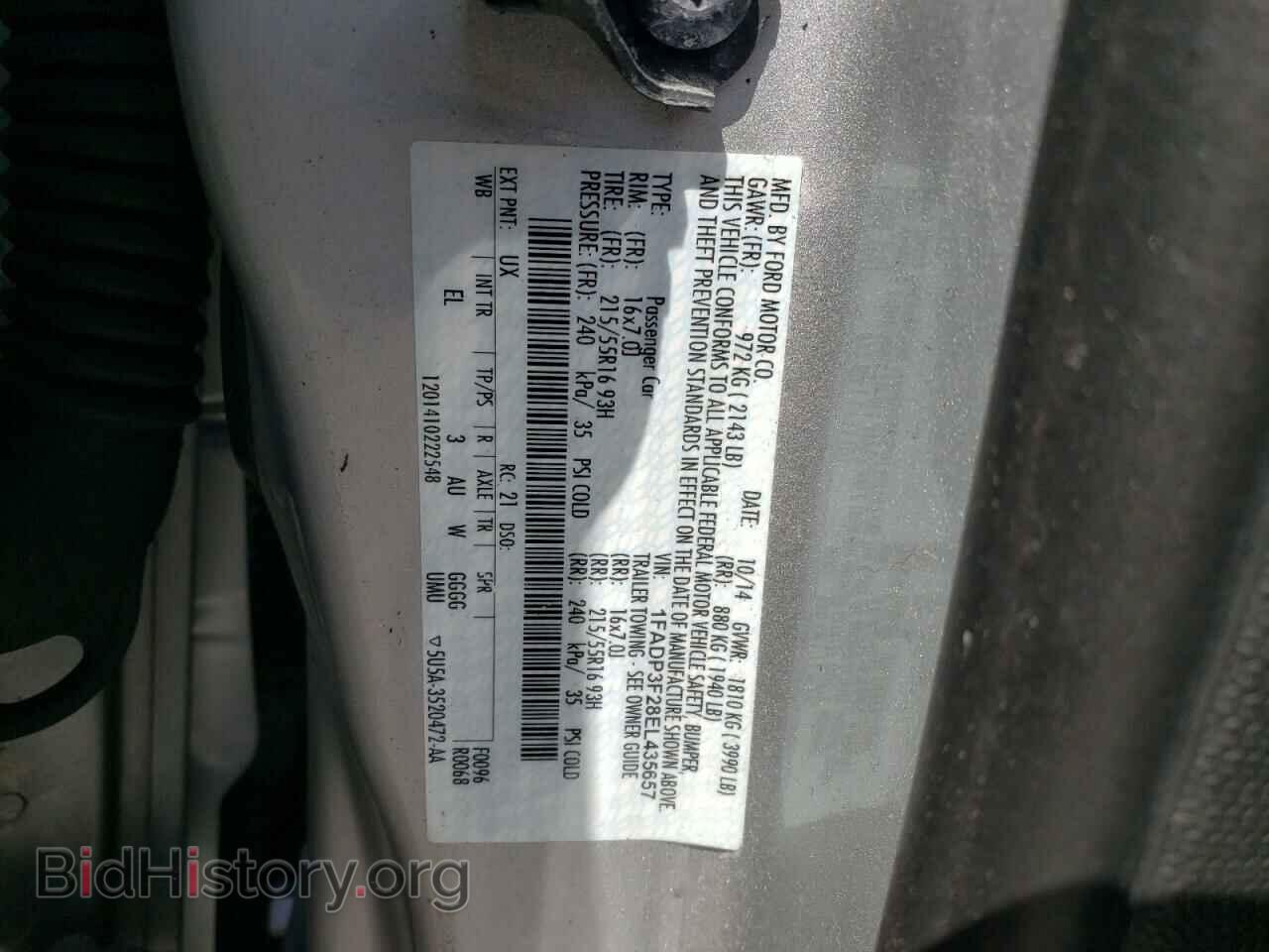 2014 FORD FOCUS - VIN: 1FADP3F28EL435657 - Фото 10