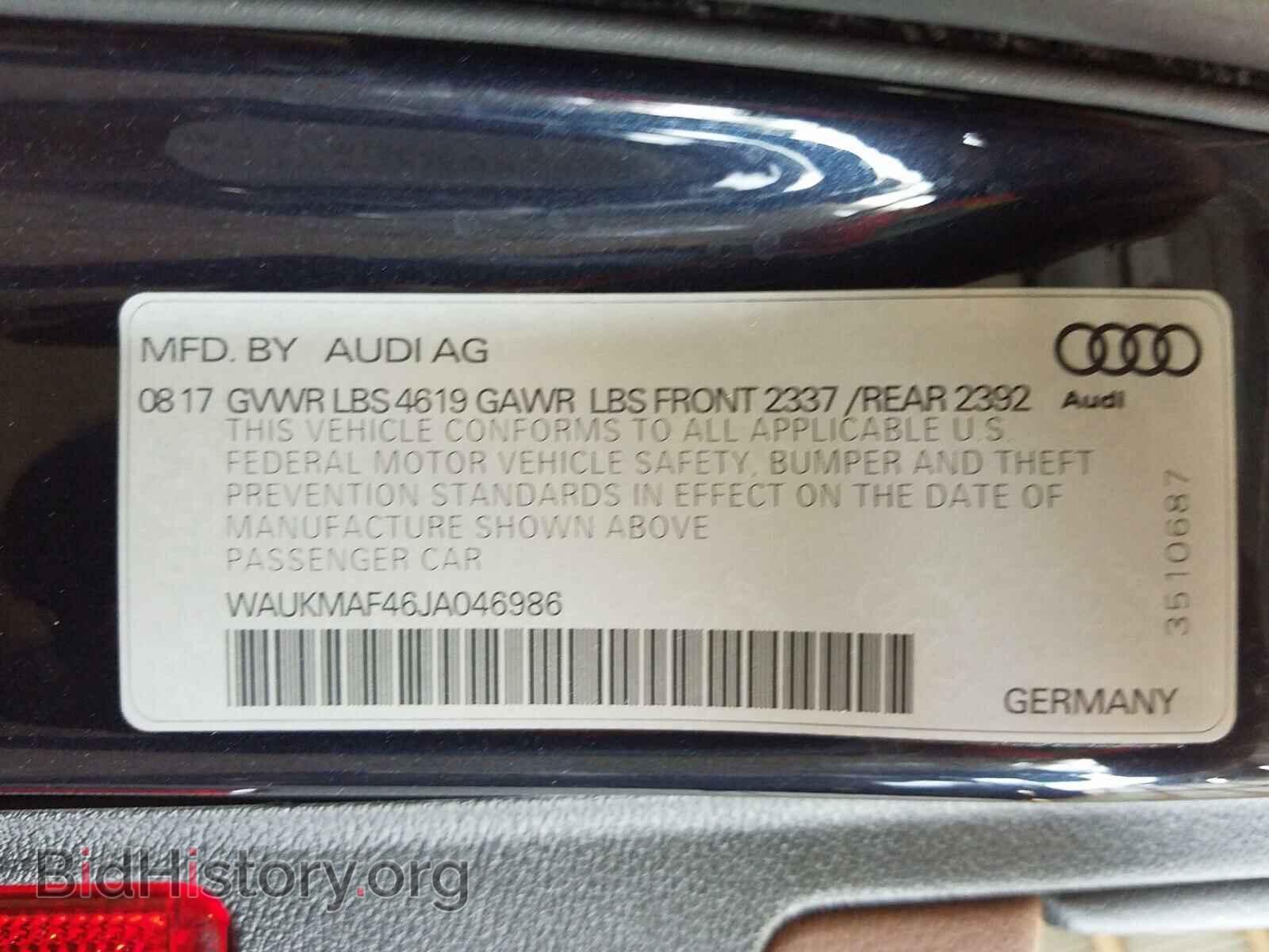 2018 AUDI A4 - VIN: WAUKMAF46JA046986 - Фото 10