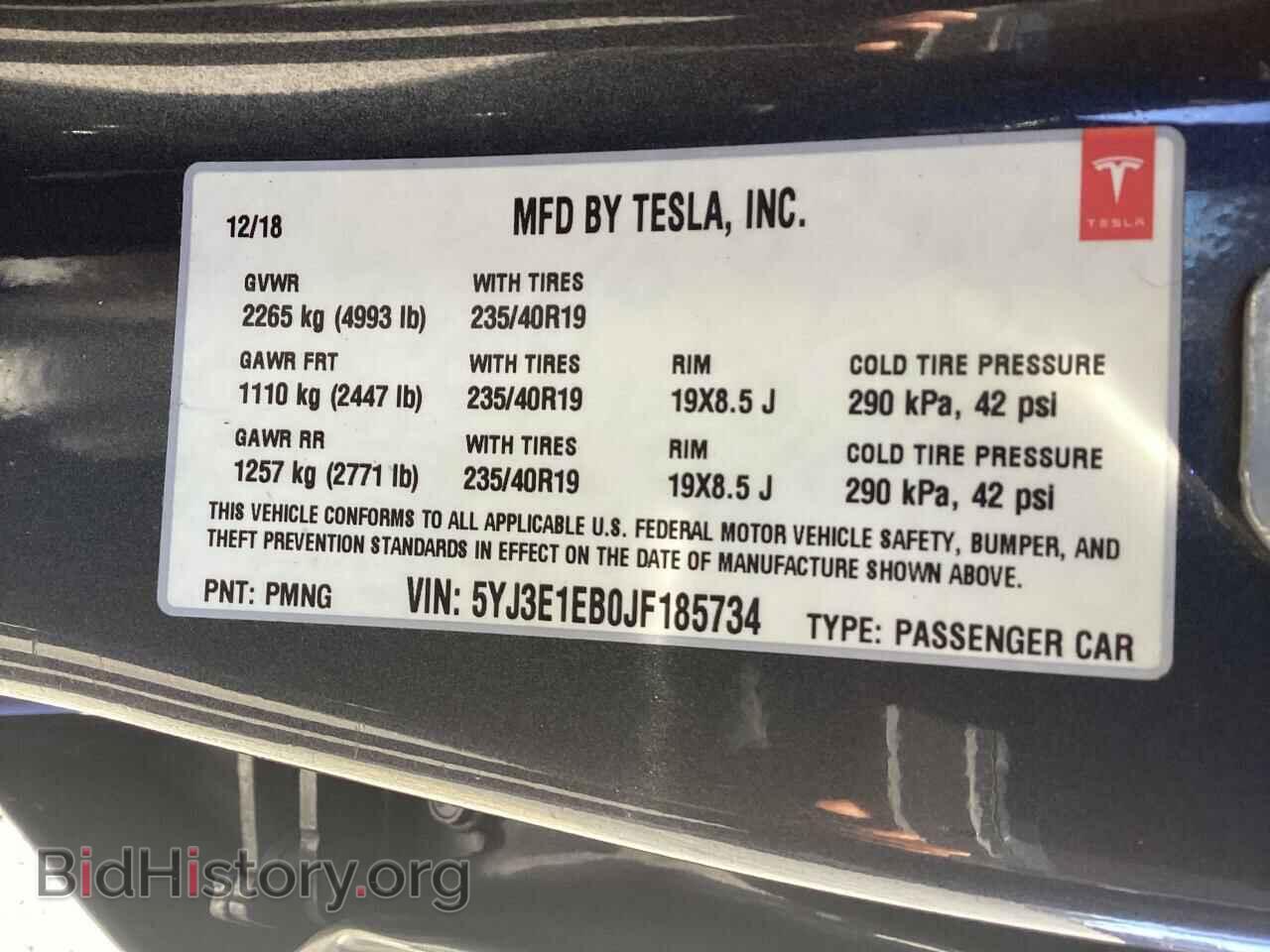 2018 TESLA MODEL 3 - VIN: 5YJ3E1EB0JF185734 - Фото 10